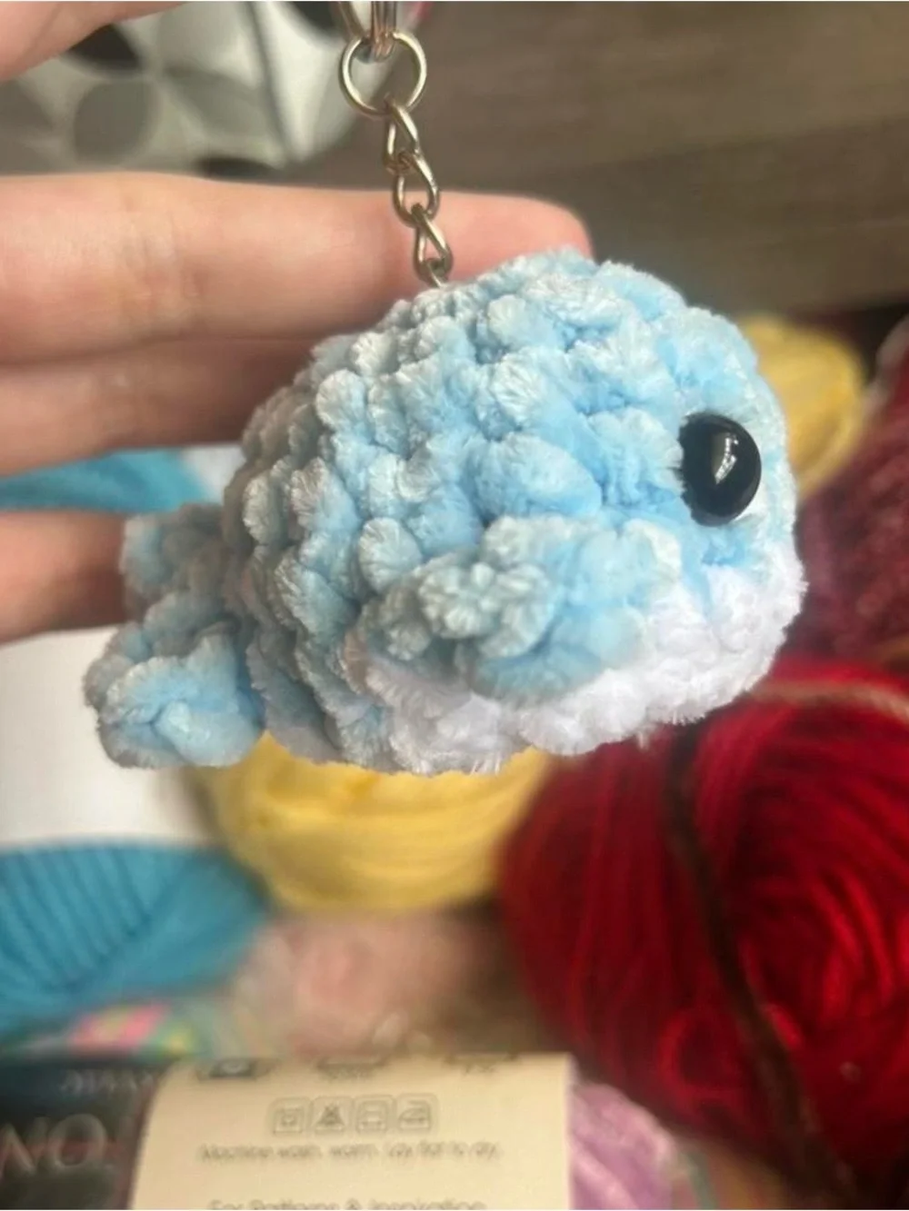 Light Blue Crochet Whale Keychain